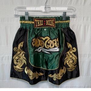 Muay Thai Fight Short, MMA Grappling Kickboxing Martial Art, Green, Size M